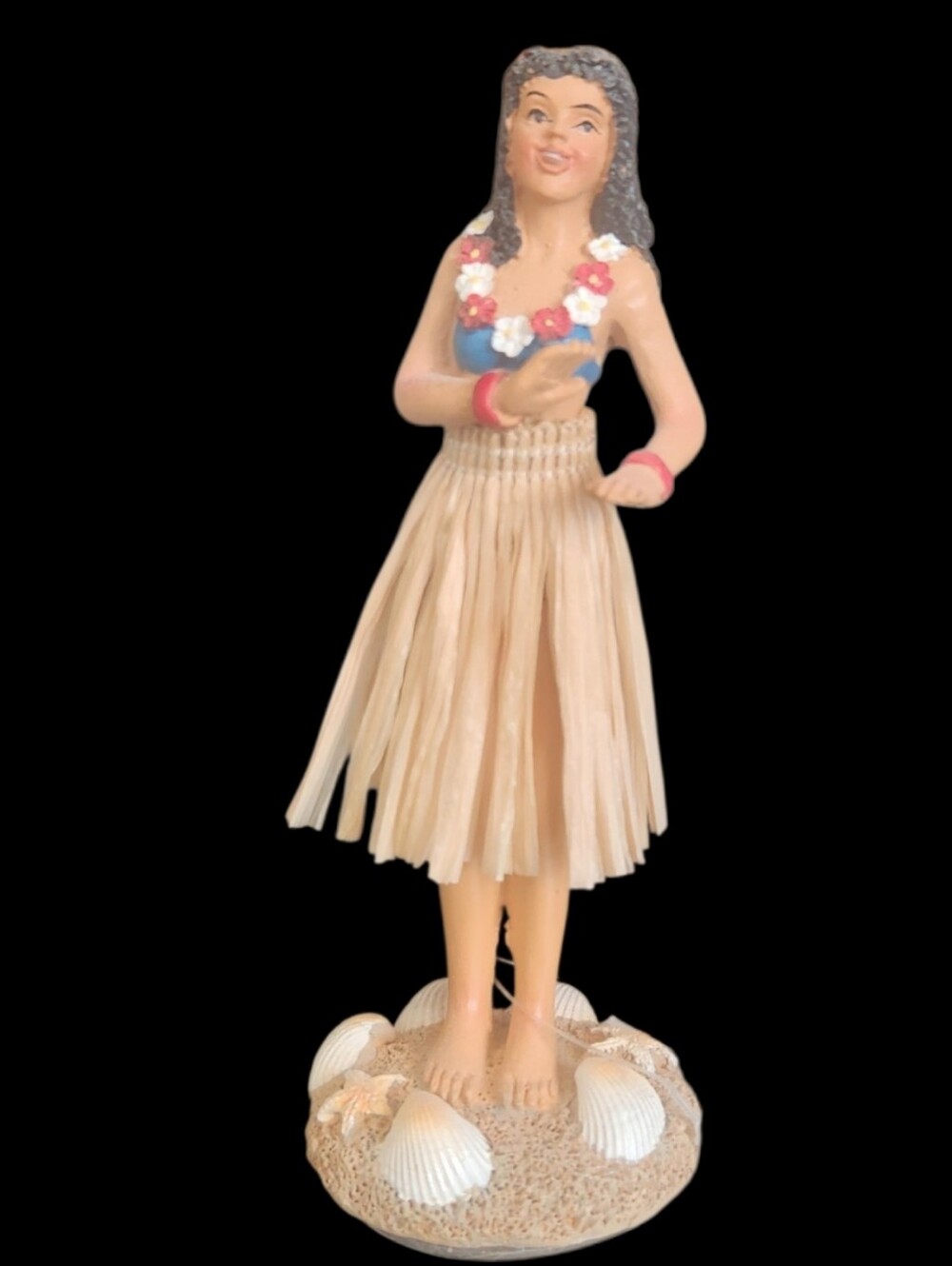 Hawaiian Hula Girl Bobble Head with Grass Skirt and Lei